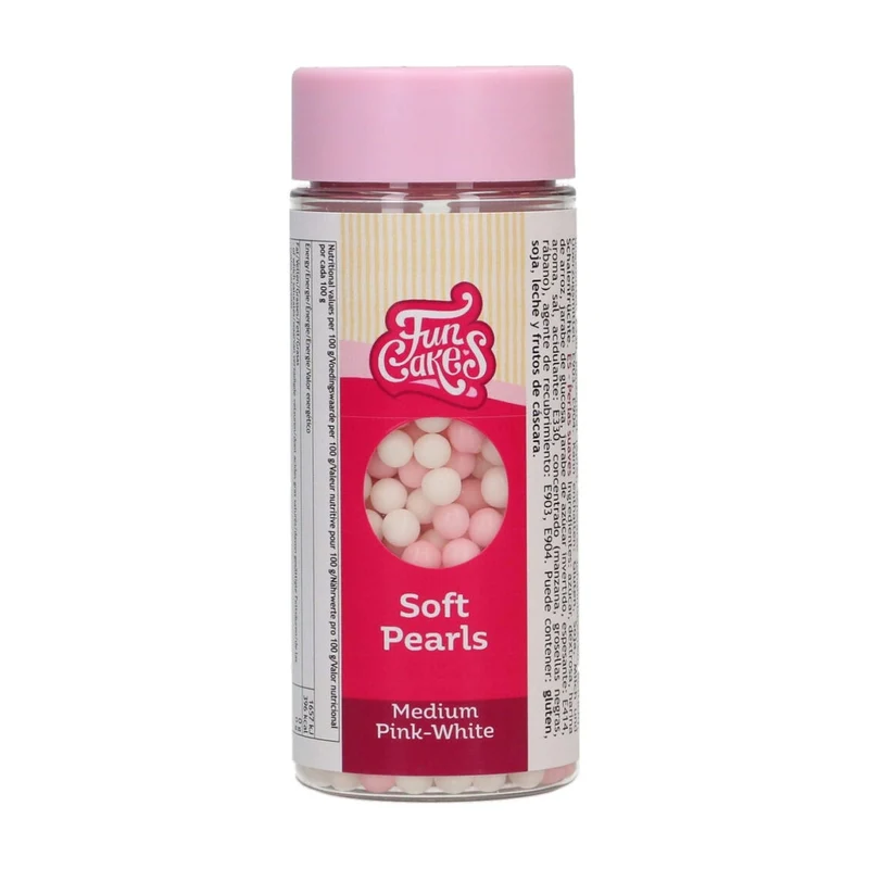 FunCakes Suikerparels Soft Parel Roze/Wit - 60 gram