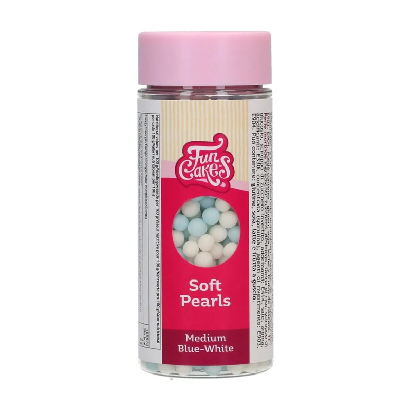 FunCakes Suikerparels Soft Parel Blauw/Wit - 60 gram