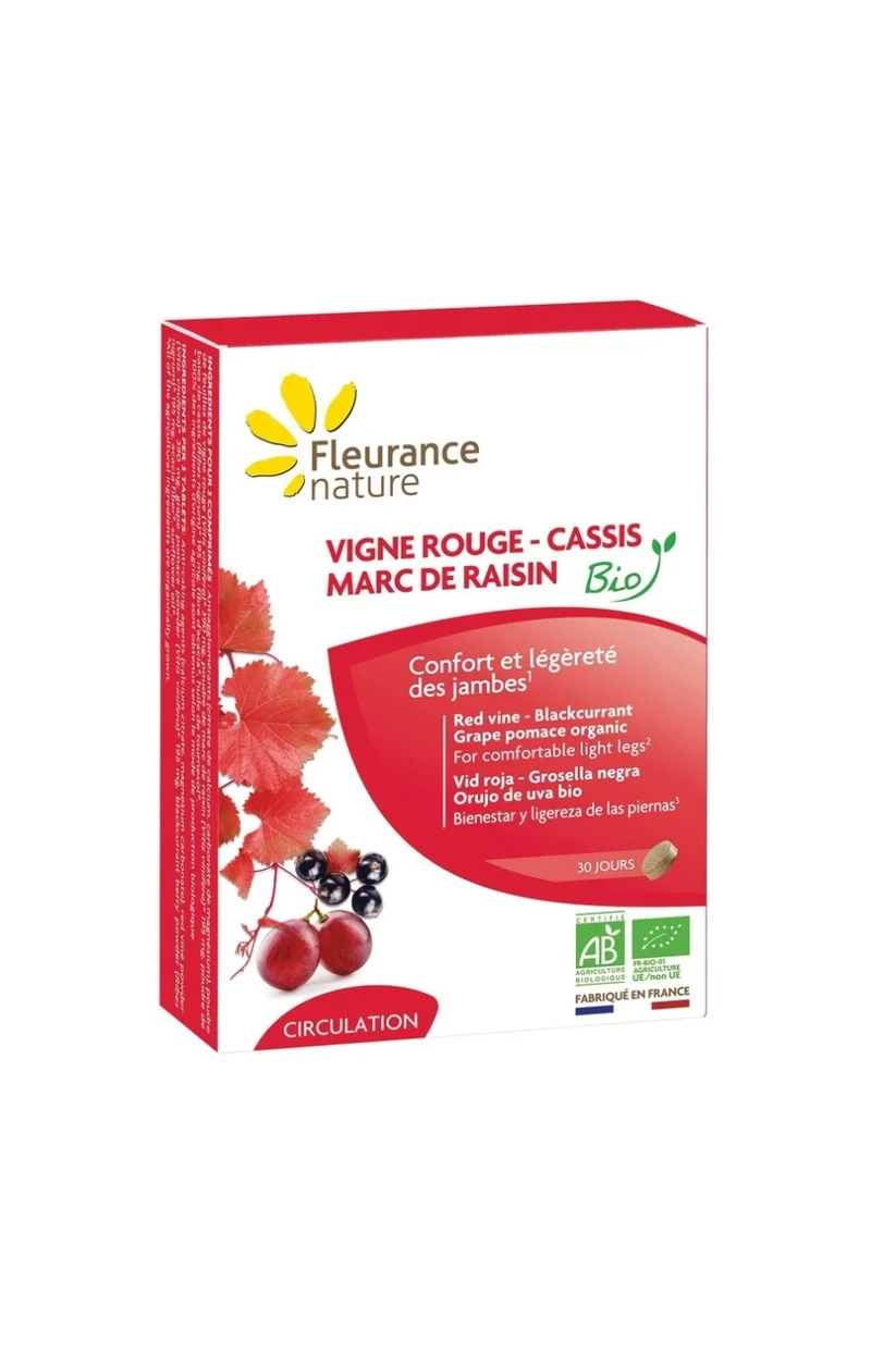 Vigne rouge cassis marc de raisin bio - Jambes légères - 1 mois