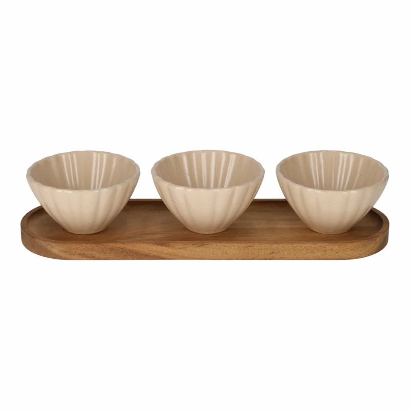 Serveerset Met Schelp Schaaltjes Beige