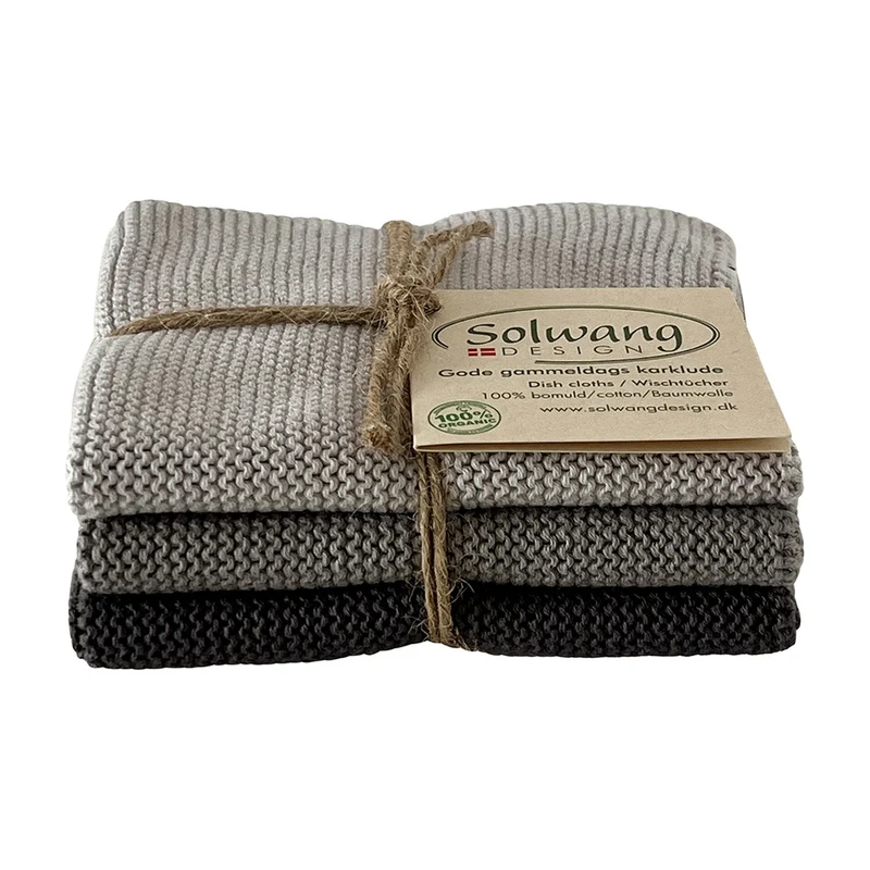 Solwang Design Vaatdoekjes set van 3 - Staalgrijs Combi