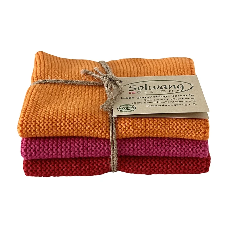 Solwang Design Vaatdoekjes set van 3 - Oranje/Roze/Rood