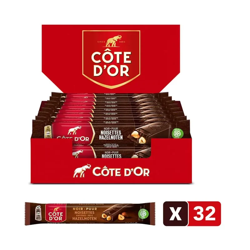 Côte d'Or chocoladerepen - puur hele hazelnoten - 45g x 32