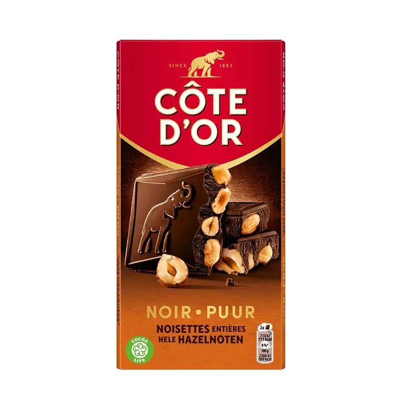 Côte d'Or chocoladetablet puur hele hazelnoten - 180g
