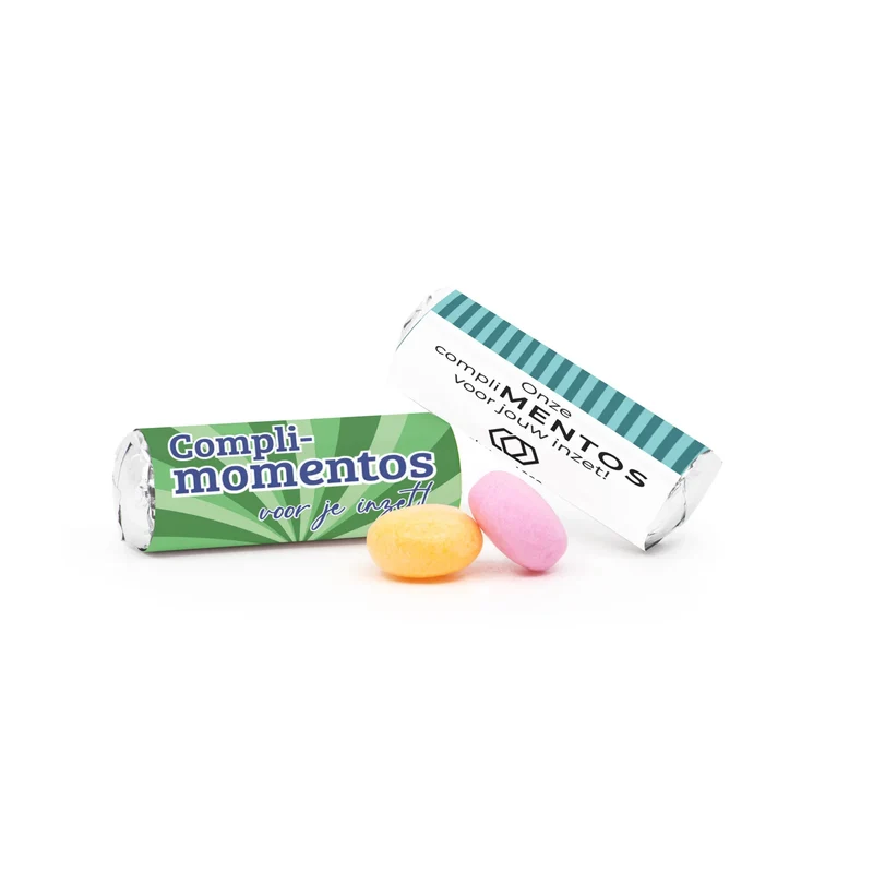 Mini Mentos rolletjes (25 stuks) eigen etiket - Vrijwilliger