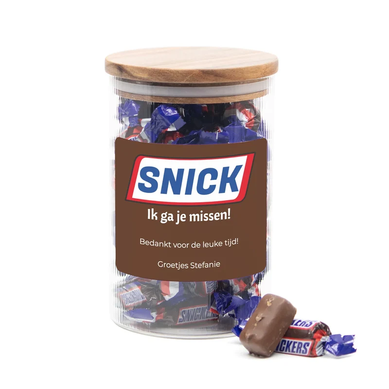 Snick... Ik ga ervandoor! Pot met persoonlijk etiket - Afscheid collega