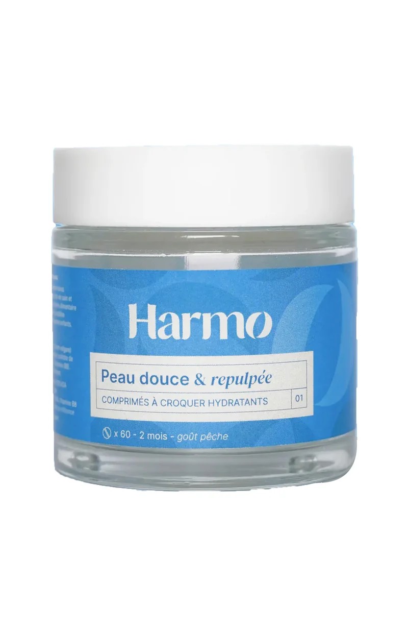 Comprimés à croquer hydratant - Acide hyaluronique & vitamine E - Pêche - 2 mois