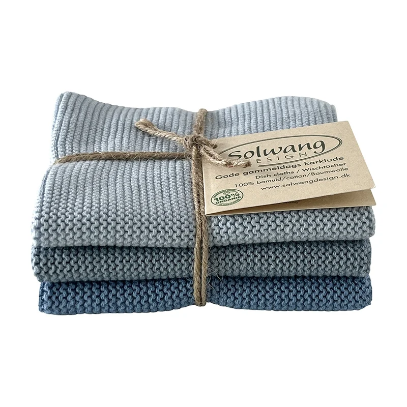 Solwang Design Vaatdoekjes set van 3 - IJsblauw Combi