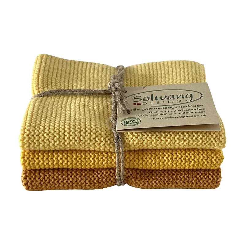 Solwang Design Vaatdoekjes set van 3 - Donkergeel Combi