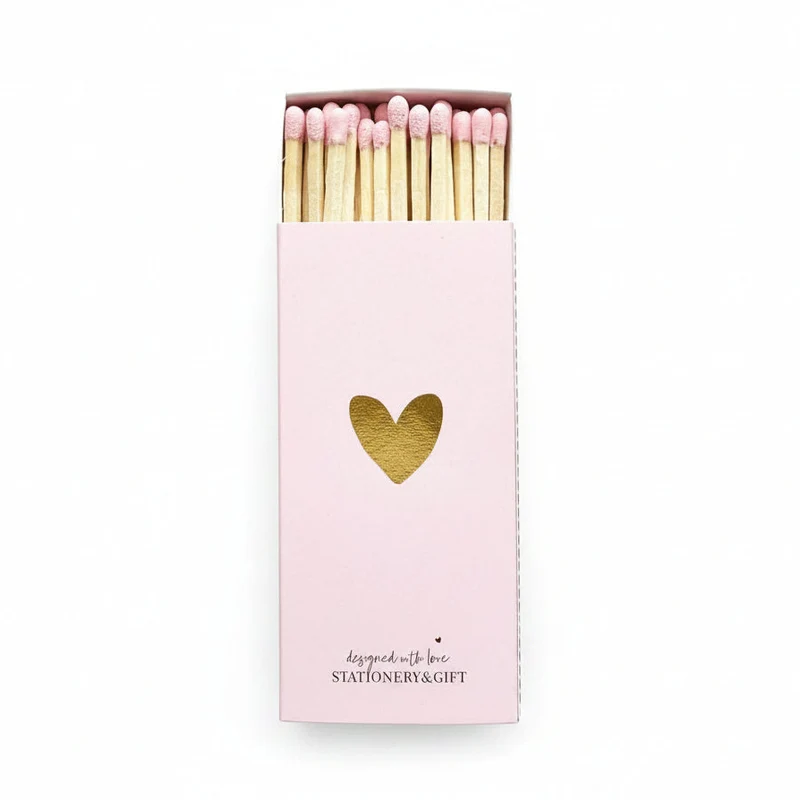 Lucifers In Doosje - Roze - Gouden Hart