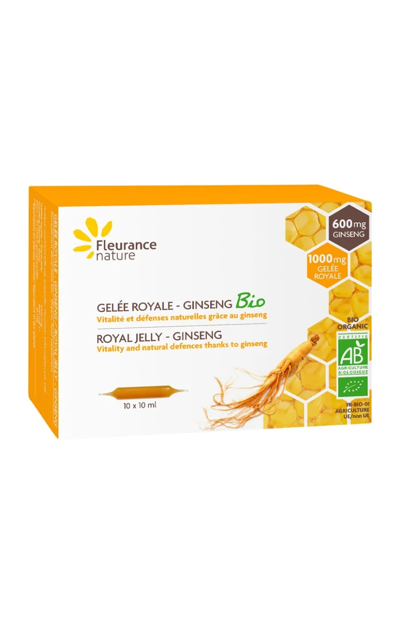 Gelée royale & ginseng bio - Vitalité & défenses naturelles - 20 ampoules