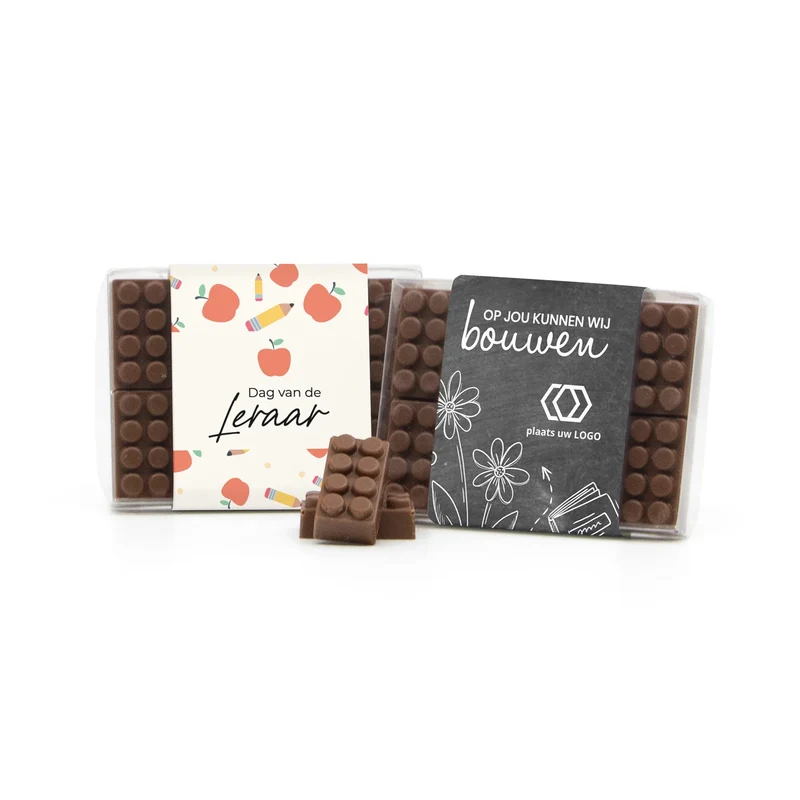 Chocolade bouwstenen met eigen sleeve - Leraar