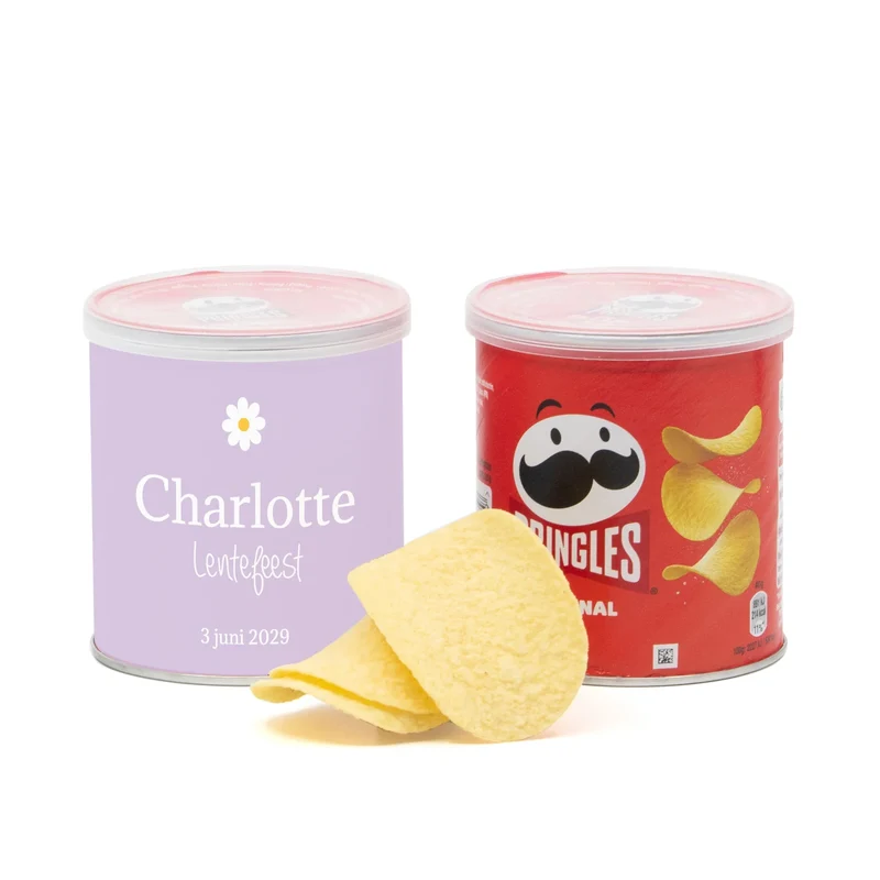 Pringles chipsblikje met eigen wikkel 40 gram- Communie Meisjes