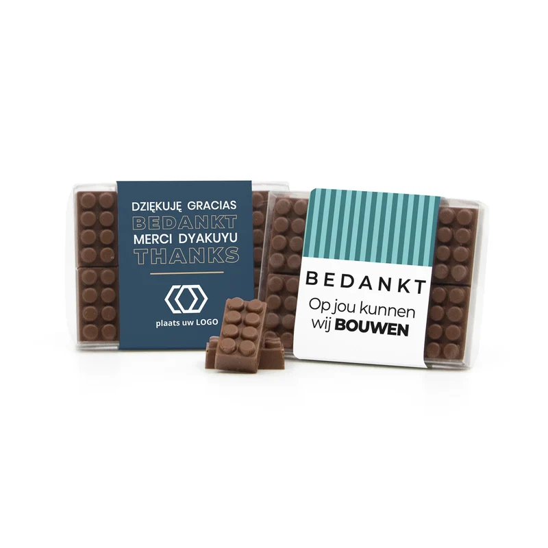 Chocolade bouwstenen met eigen sleeve - Vrijwilliger