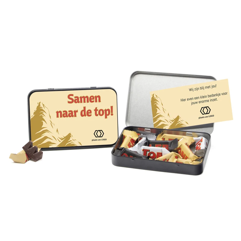 Toblerone in blik met eigen kaart - Vrijwilliger