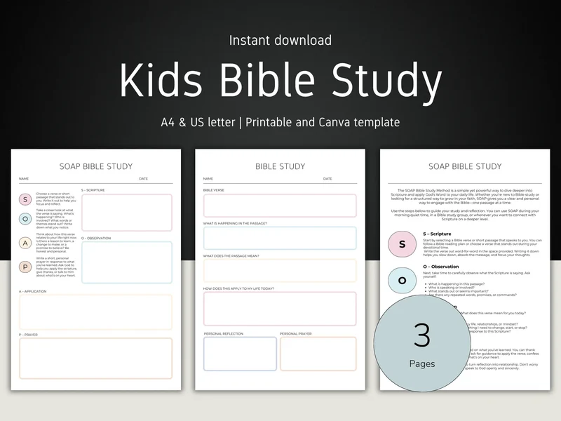Kids Bible Study | Printable Canva Template