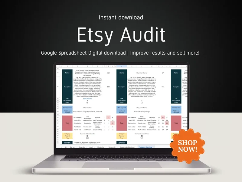 Etsy Audit Template for SEO Optimization