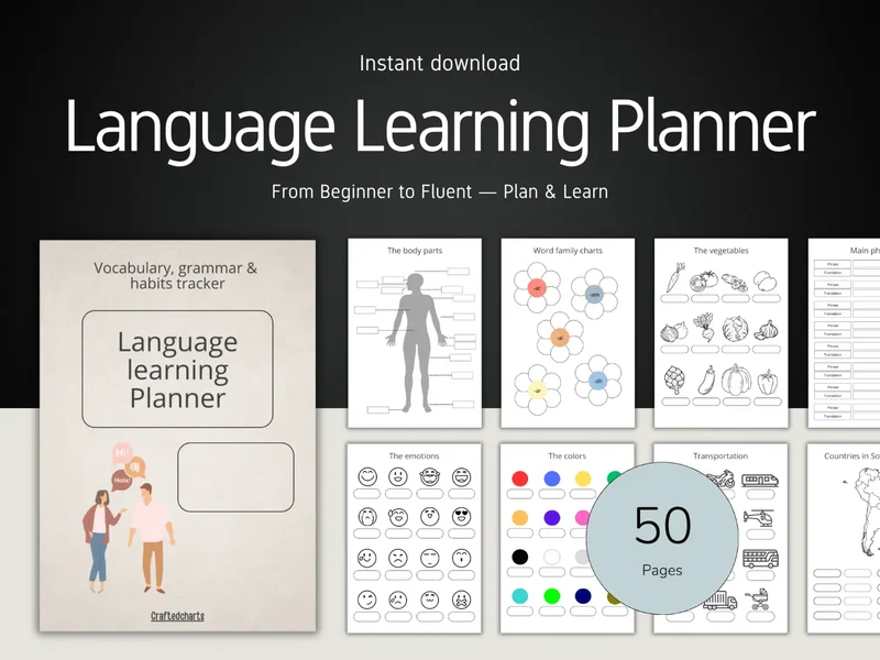 Language Learning Planner | Canva & Printable PDF