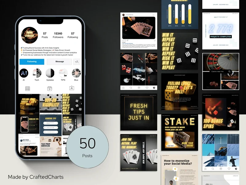 Casino Instagram Feed | Editable Canva for Gabmbling & Betting