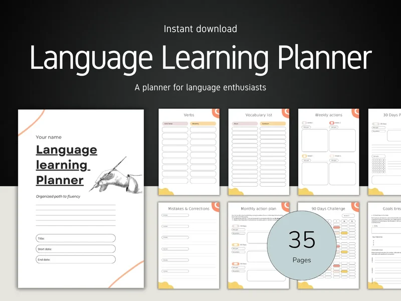 Language Learning Planner | Canva & Printable PDF