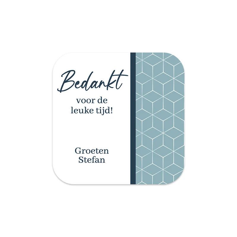 Persoonlijke vierkante stickers 15 stuks (5 x 5cm) - Bedankt