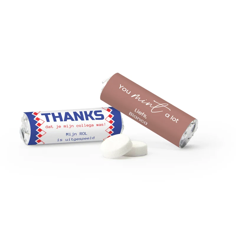 Mini pepermuntrolletjes (50 stuks) - Afscheid Collega's