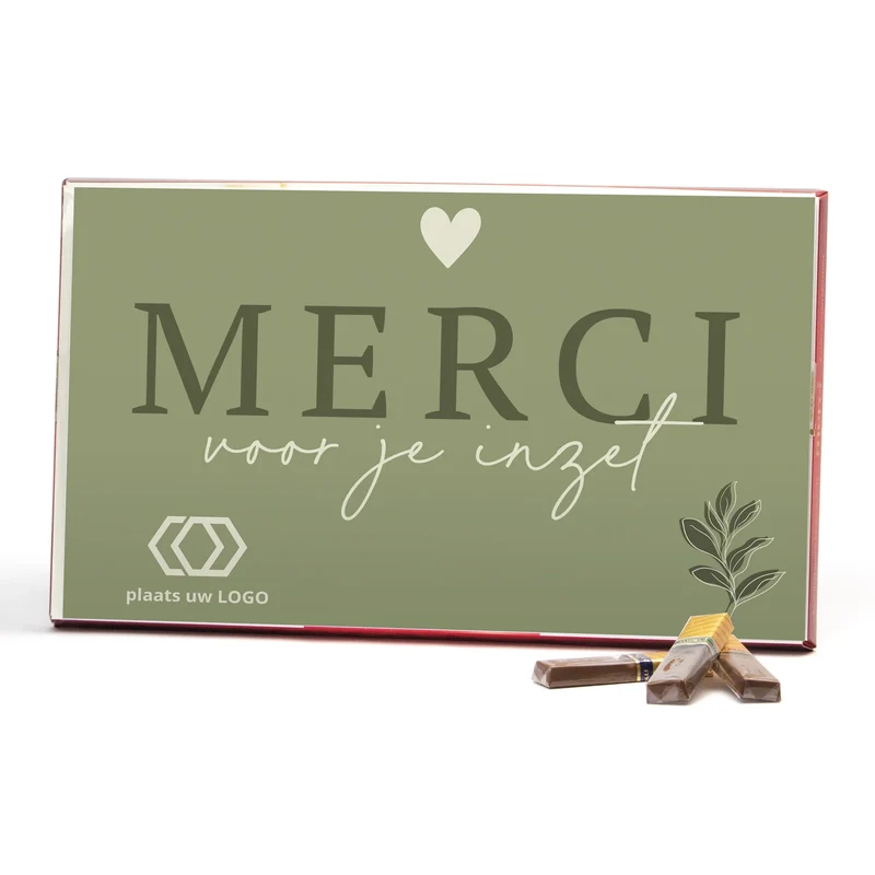 Doos Merci met eigen kaart 400 gram - Vrijwilliger