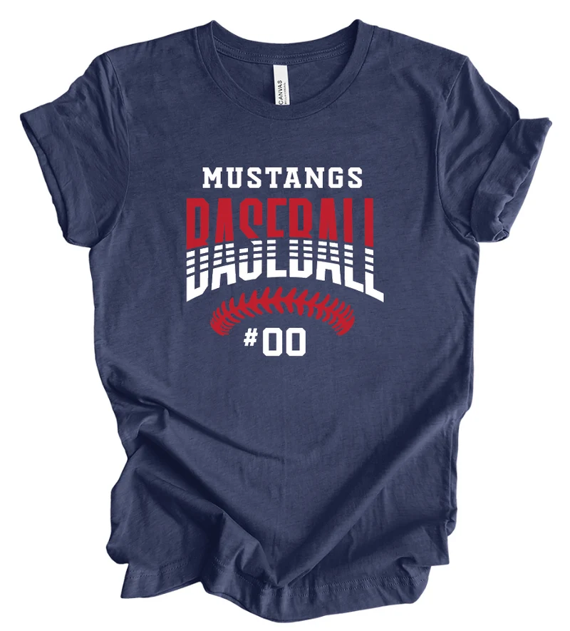 Mustangs Baseball Stitches w/ Custom Number