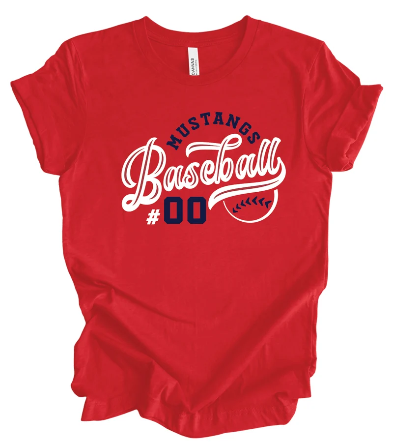 Mustangs Baseball Vintage Script w/ Custom Number