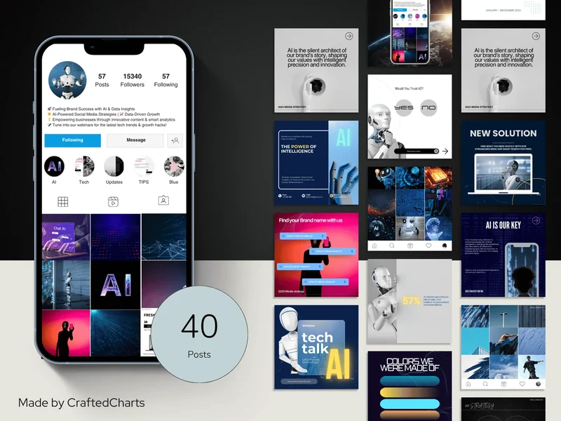 AI Tech Instagram Feed | Editable Canva for Startups & SaaS