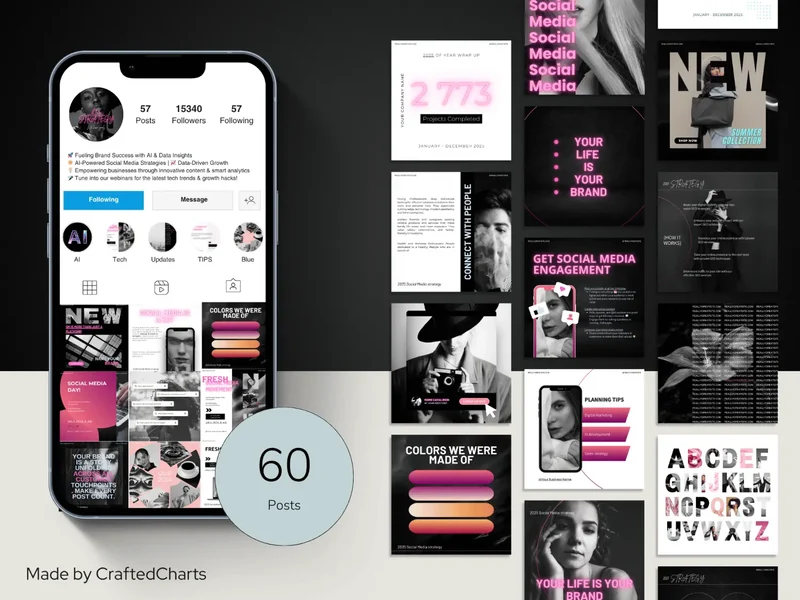 Black & Pink Instagram Feed | Canva for Lifestyle & Fashion