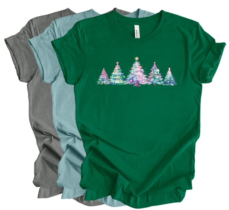 Blue Pastel Christmas Trees