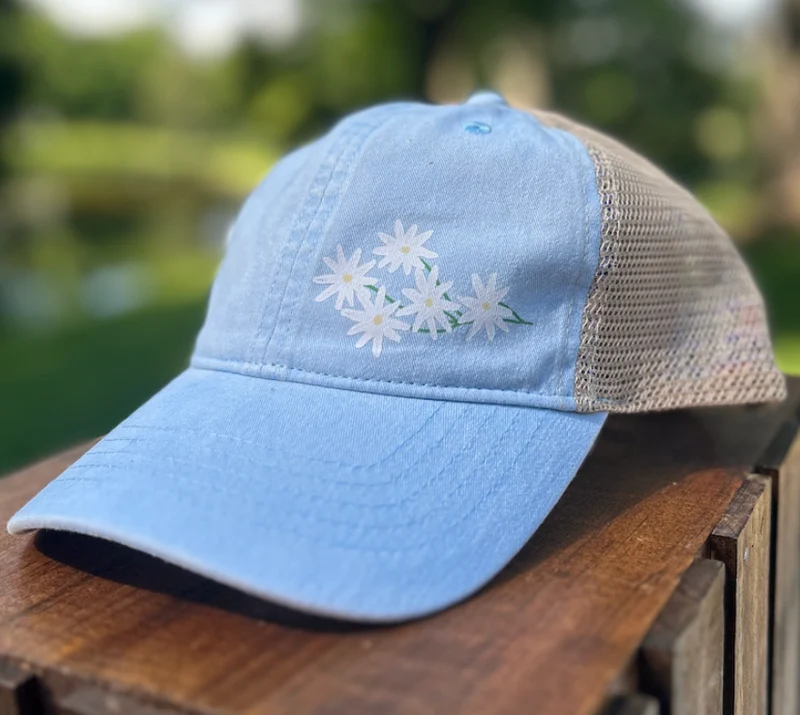 Floral Hat - Cashmere Blue Floral Mesh