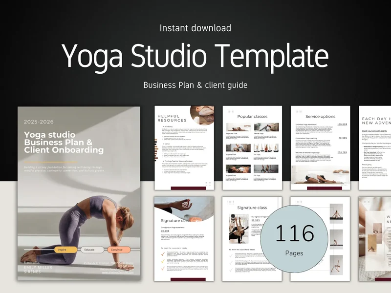 Yoga Studio Business Plan Template | Canva & PDF