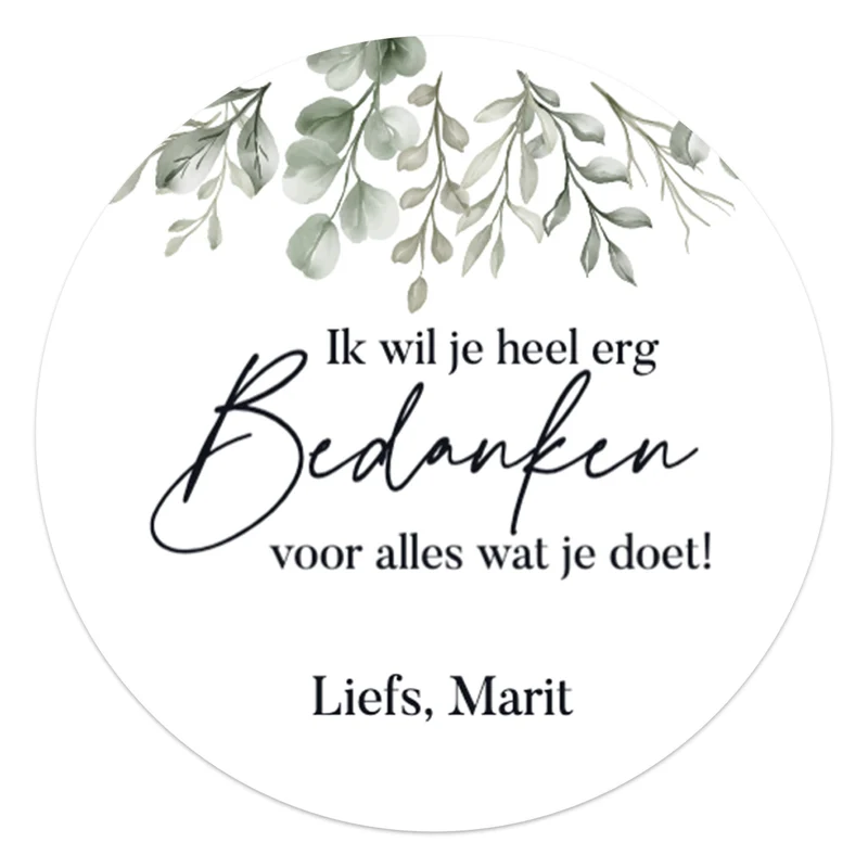 Persoonlijke stickers 6 stuks (7,5cm) - Bedankt