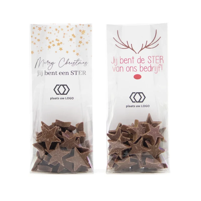 Blisterzak met chocolade sterren - Kerst