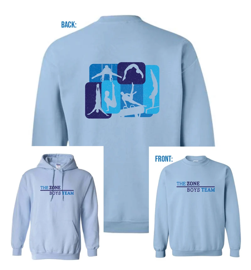 The Zone Boys Team Adult Crew or Hoodie