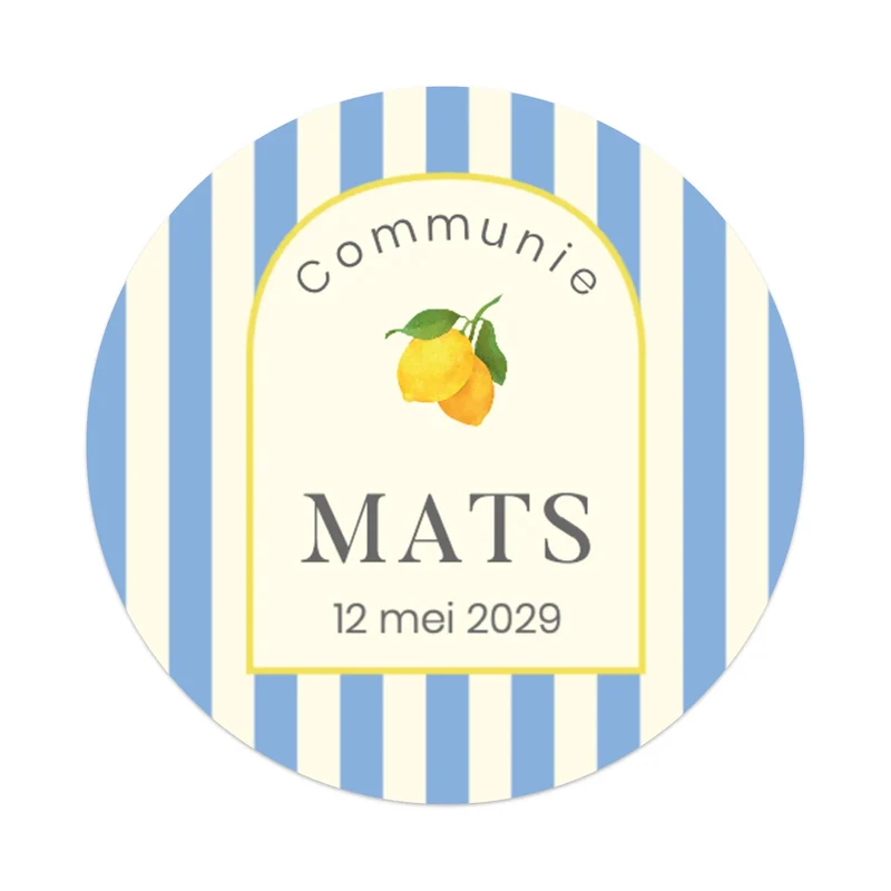 Stickers 12 stuks (6,35cm) - Communie jongens