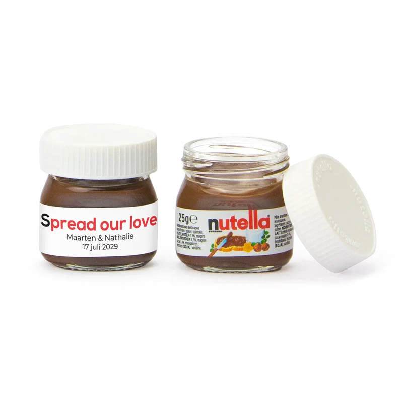 Mini potje nutella met eigen sticker - Trouwen