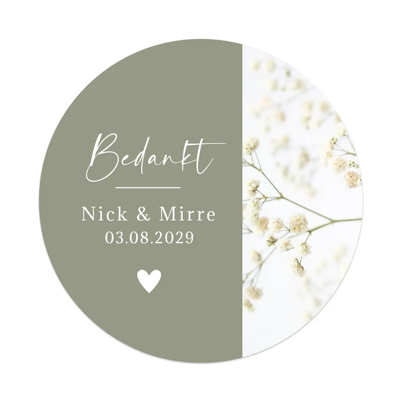 Persoonlijke stickers 12 stuks (6,35cm) - Trouwen