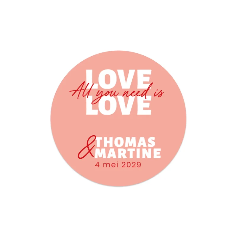Persoonlijke stickers 24 stuks (4cm) - Trouwen