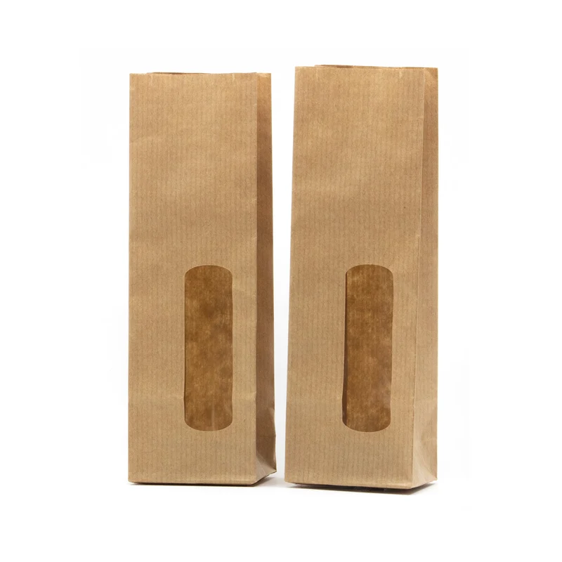 Kraftzakje met venster (10 stuks)