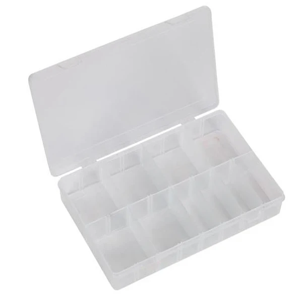Plastic doos met scharnierend deksel en verdelers