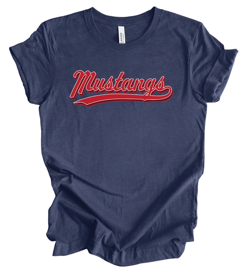 Golfmoor Mustangs - Vintage Stacked Baseball Script