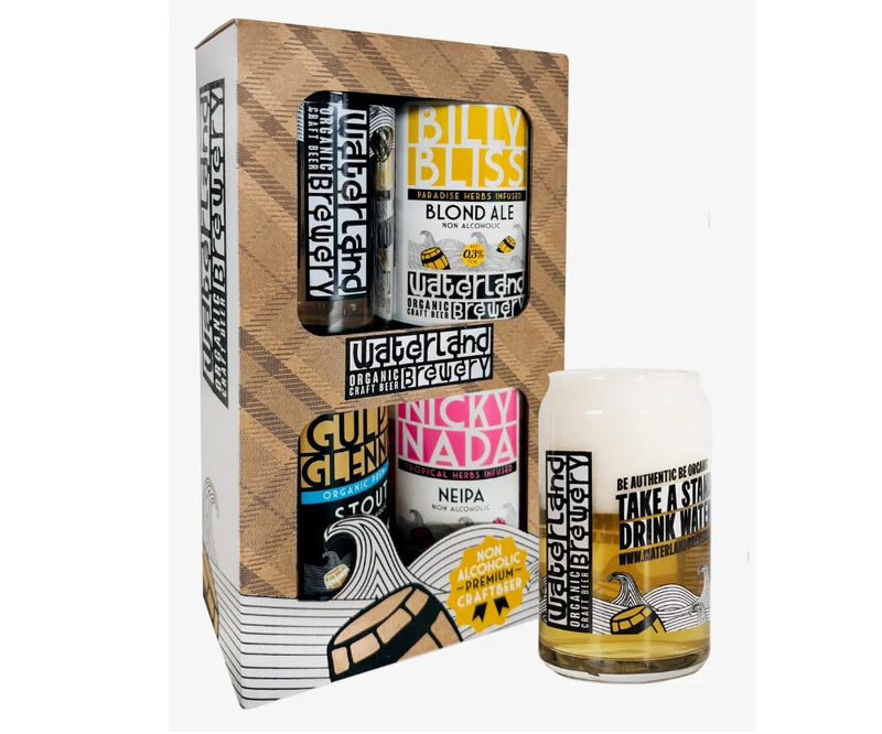 Alcoholvrij Bierpakket 3 bieren + bierglas - Waterland Brewery