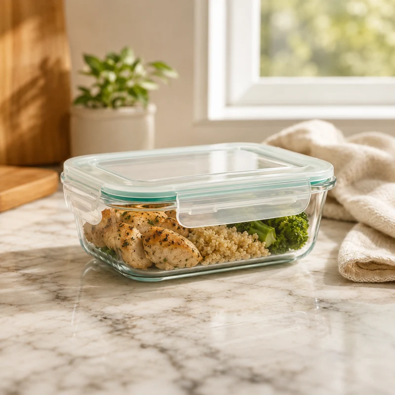 Contenitori Alimenti Vetro Ermetici Frigorifero Pranzo Cucina