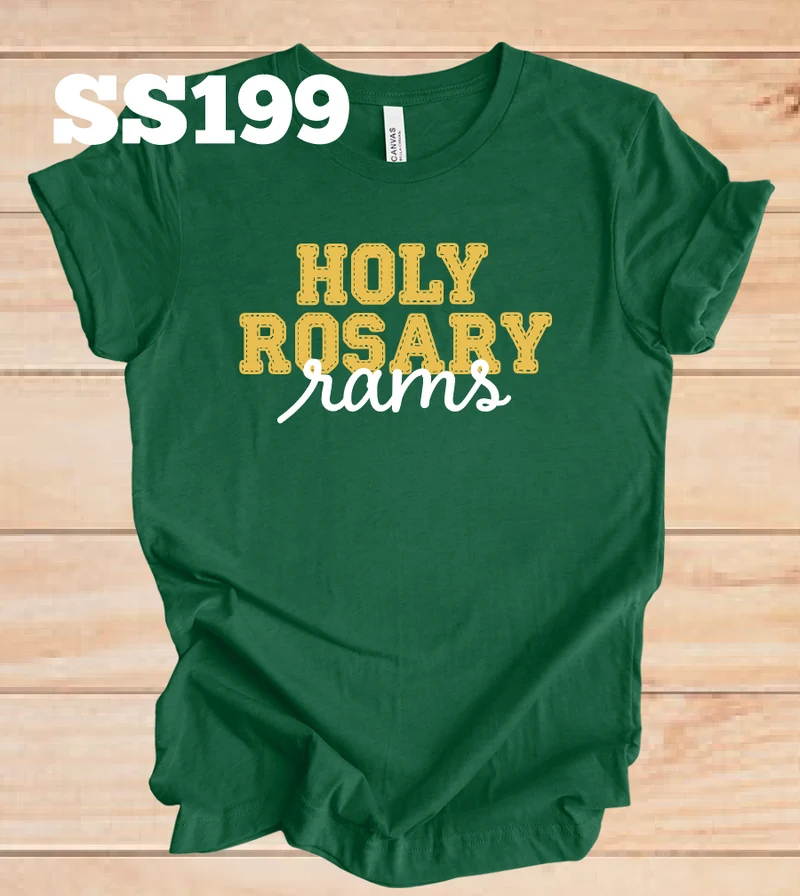 Holy Rosary Rams Faux Stitched