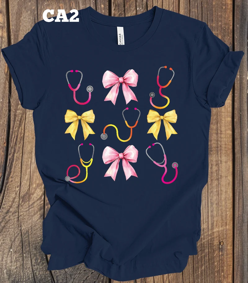 Stethoscopes & Bows - Pink/Yellow