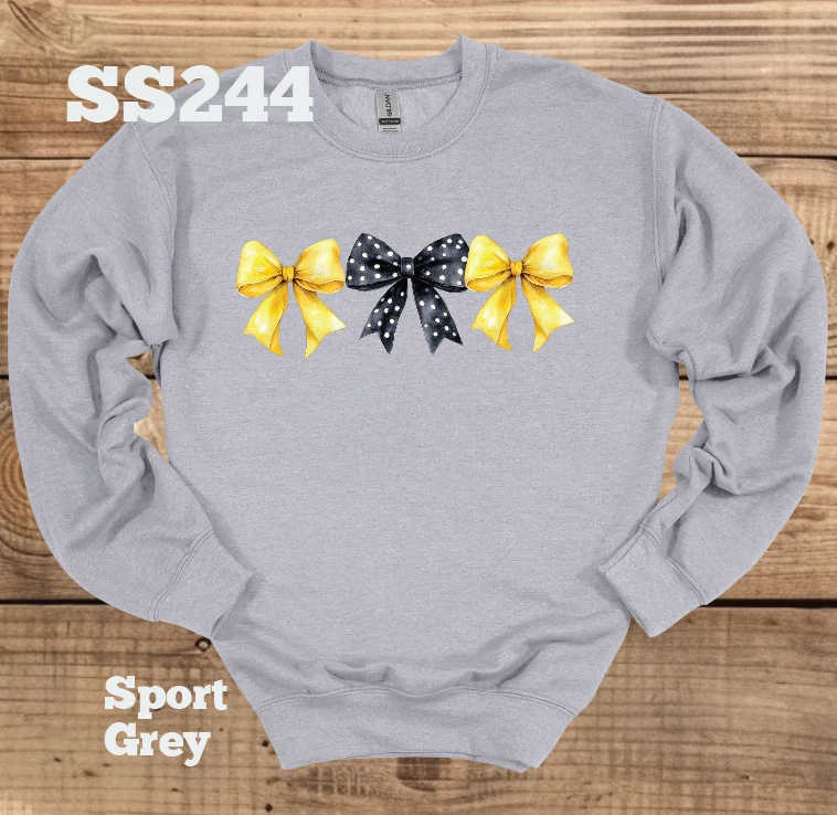 Yellow/Black Polka Dot Bow Crew