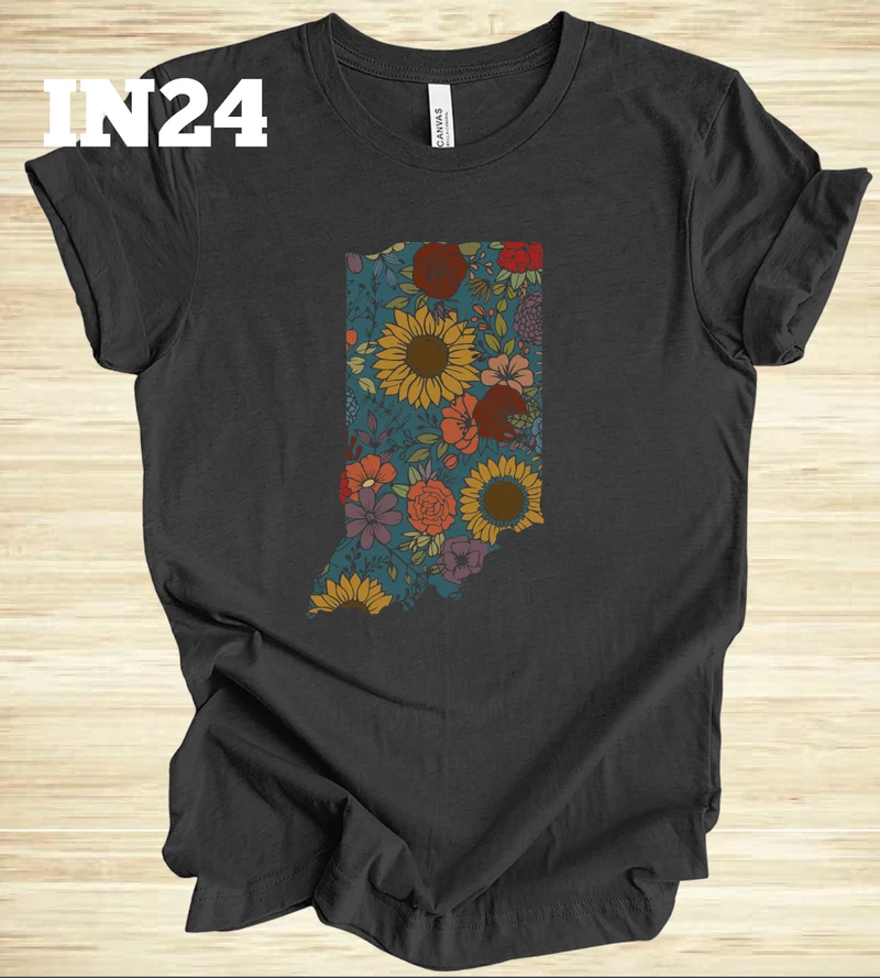 Indiana Floral - Full Color on Dark Gray